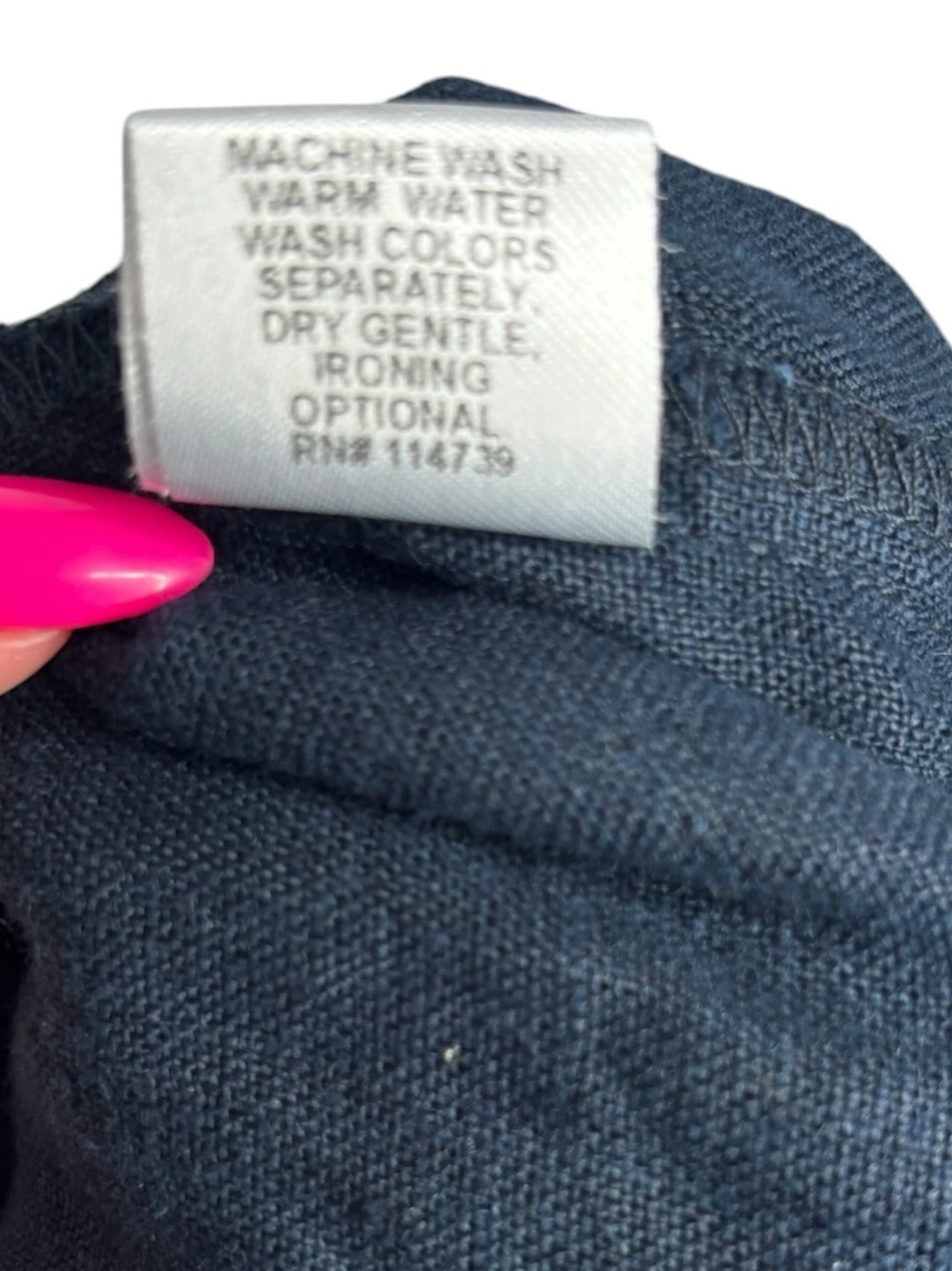 Flax Women’s Linen Navy Elastic Waist Cropped Pants Medium Lagenlook Minimalist - Picture 4 of 9